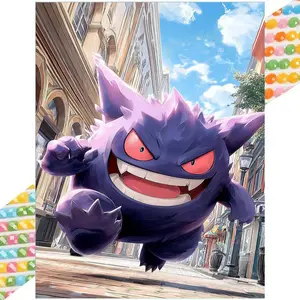 5D DIY Full Drill Round Diamond Painting - Diamond Painting Kit Purple Ghost Mosaic Canvas DIY Wall Art, Home Wall Decoration