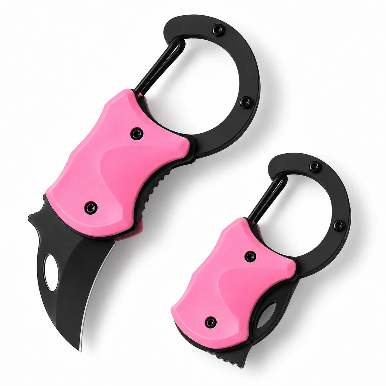 Women's Pink EDC Folding Utility Knife - Cute Keychain Box Cutter Multitool with Detailed Operation Tips, Portable Mini Travel Product, Adulting Gift, Mini Stuff That Actually Works for Cutting Plastic Bags, Ideal for Camping & Daily Use