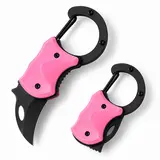 Women's Cute Pink EDC Folding Pocket Knife - 1.8 oz ABS Keychain Box Cutter Multitool with Operation Tips, Gifts for Adulting Women, Cool Gifts for Adults, Mini Purse Essentials, Useful Mini Items, Portable Camping Tool for Daily Cutting Tasks
