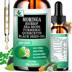 Moringa Drops,Pure Moringa Oleifera Liquid Extract with Soursop Sea Moss Black Seed Oil Quercetin Turmeric - Multimineral&Vitamins Superfood Drops for Energy Immune,Digestive,Cell Support,30 Serving