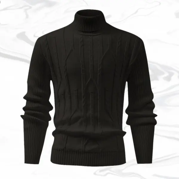 Men's Vintage Jacquard Knitwear Top - Textured Polyester Fabric, Stylish Collared Neck, Long Sleeves, Casual Fashion Vibe, Tops, Retro, Menswear, Elegant, Pullover