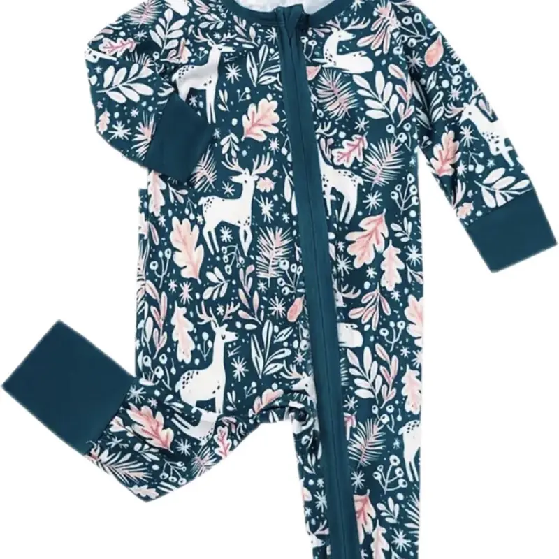 Floral Deer baby girls sleeper/onesie Floral Deer baby girls sleeper/onesie