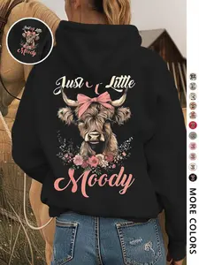 Women's Butterfly Knot Cow Print Animal Print Hoodie, Casual Fashion Streetwear, Long Sleeve Fitted Design, Comfortable Outdoor Wear, Sweatshirts, Womenswear