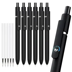 6pcs Gel Ink Pens, Quick-Dry Ink, Extra 5 Refills, Fine Tip Retractable, Smooth Writing, Log Recording, Office Work, Office Stationery, School Supplies, Replaceable Ink Pen
