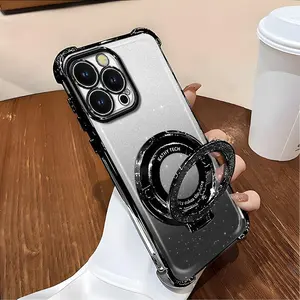 Gradient Glitter MagSafe Phone Case with Ring Stand, Military-Grade Shockproof Protective Cover for 【iPhone 16 Pro】#SummerVibes.666