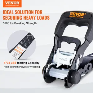 VEVOR Ratchet Tie Down Straps (4PK), 5208 lb Max Break Strength, Includes 4 Premium 1.6" x 8' Rachet Tie Downs with Padded Handles, for Moving Securing Cargo, Appliances, Lawn Equipment, Motorcycle