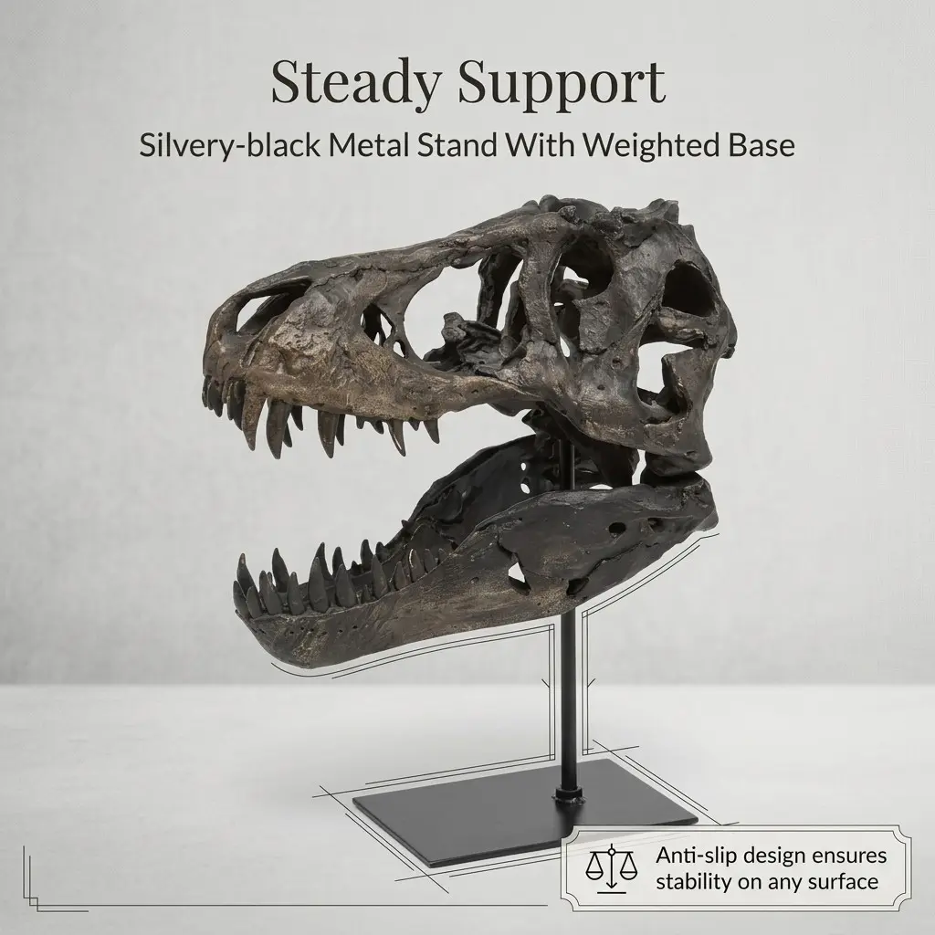 T-Rex Skull Resin Statue, Dinosaur Skeleton Head Decor, Home Decor Sculptures, Decorative Statues, Dinosaur Decorations, Perfect for Home Office Study Room, Versatile Placement, Unique Wall Art Decoration
