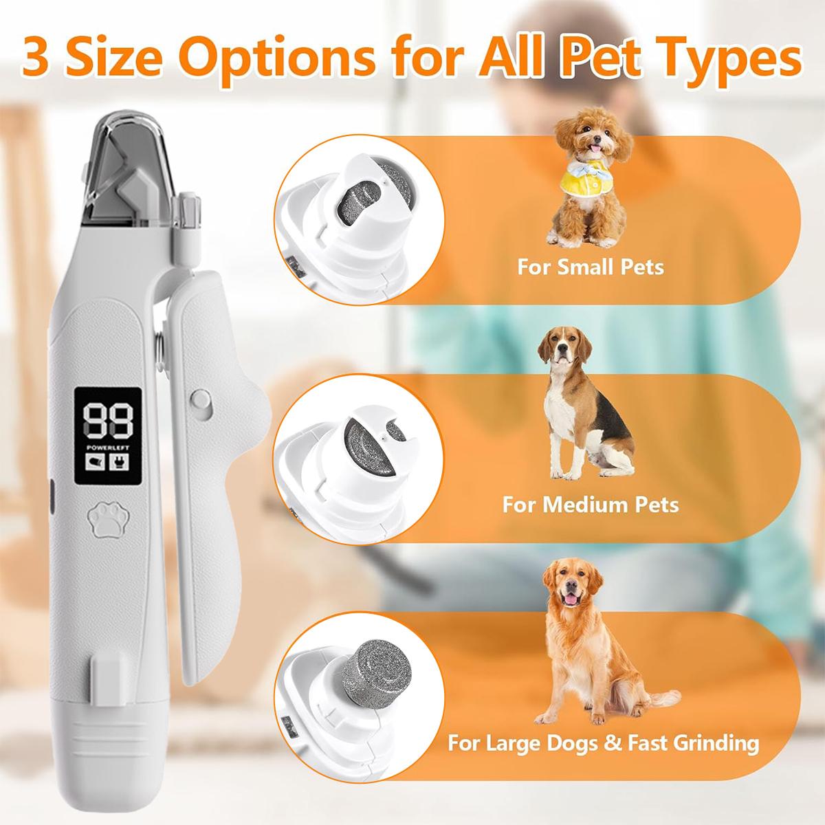 2-in-1 Pet Nail Clipper & Grinder with LED Light – Low-Noise, USB-C Rechargeable, Safety Lock & Nail Catcher, 3 Grinding Ports for Cats & Small To Medium Dogs #PetGrooming