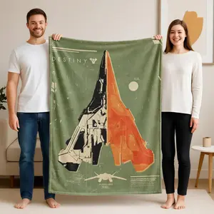 1 piece Destiny 2 Spaceship Comparison Showcase themed flannel blanket - Modern-style Flannel Throw Blanket, suitable for sofas and beds, all-season use, super soft and comfortable, digital printing, 100% polyester material, machine washable, suitable