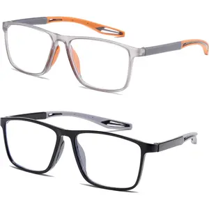 Reading Glasses Men 2 Pairs Sports Style Comfortable and Flexible Blue Light Blocking Readers for Men