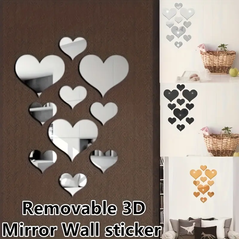 Acrylic Heart Wall Stickers, Wall Decal, Self Adhesive Sticker, 3D Heart Design, Perfect for Weddings and Parties, Durable Decorative Accents, Easy to Stick, Home Decor