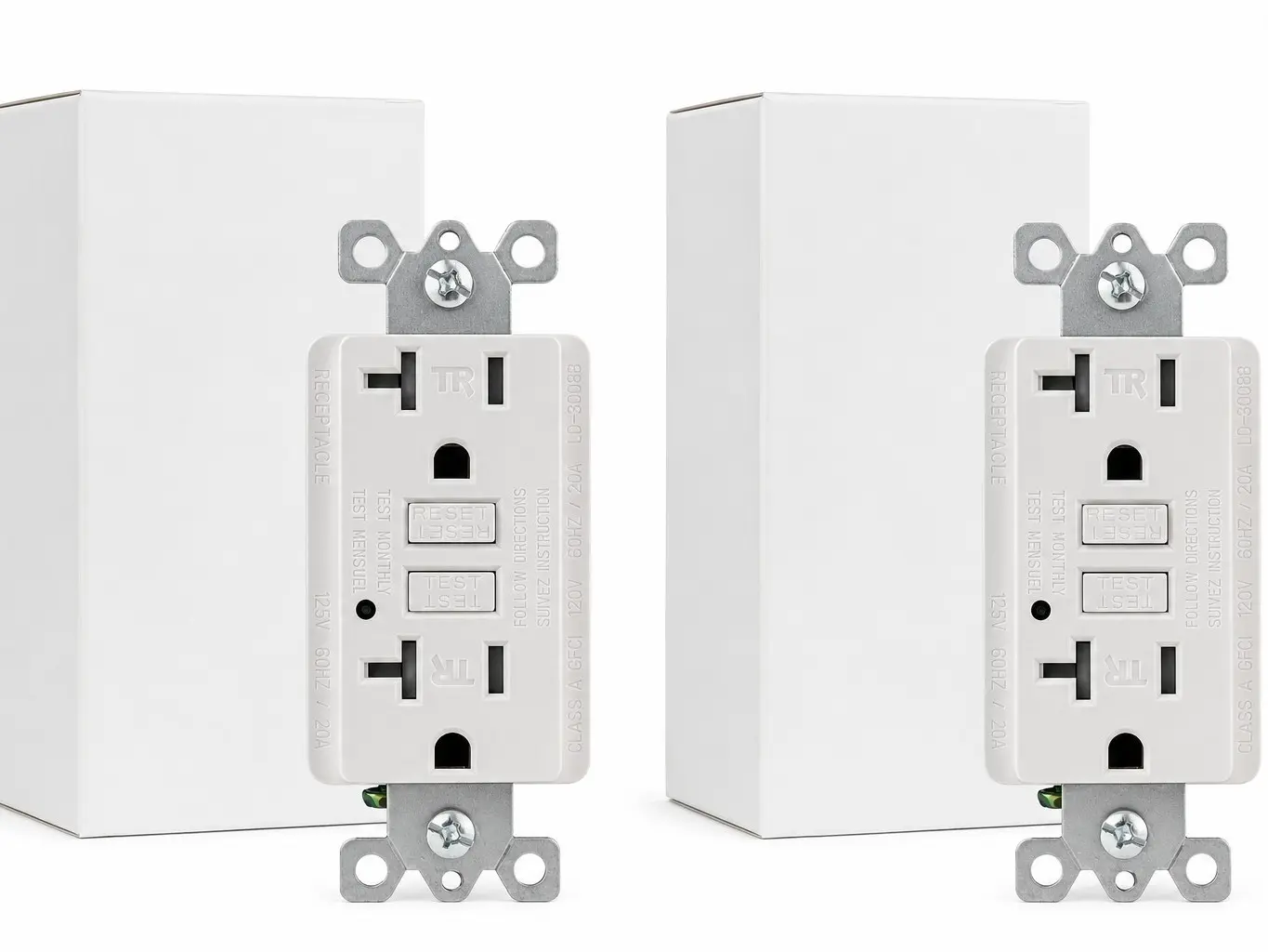 2 Pack 20A GFCI Outlet Self-Test Tamper Resistant | Ground Fault Circuit Interrupter Receptacle | Electrical Safety Outlet