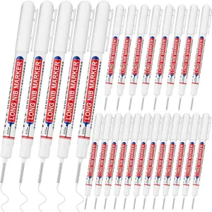 20 count Long  Deep Hole Marker Pens,20mm Long Nib Marker,Longs Nose Markers, Construction Markers Marking Tool,Permanent Markers Carpenter Ink marker Pens,Metal marking Pens,White
