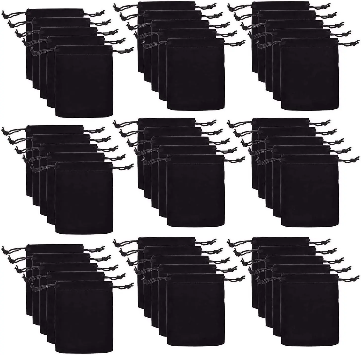 Drawstring Cloth Bag 50pcs Velvet Double Jewelry Drawstring Pouches Small Jewelry Bracelet Headphones Bag Beads/Spice Gift Bags(Black)