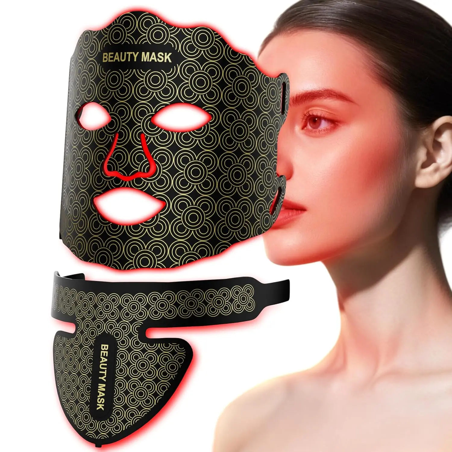 AYYHG GlowTech Silicone Red Light Therapy Mask, 7-Color Rechargeable Battery-Powered Facial Device for Face/Neck, Anti-Aging & Acne Treatment for All Skin Types Home Use