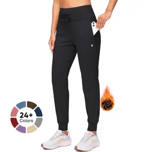G Gradual Women's Fleece Lined Joggers Highwaist Water Resistant Warmth Winterwear Drawstring Tapered Sweatpants with Zipper Pockets for Running Athletic Workout Casual
