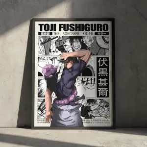 Toji Jujutsu Kaisen Anime Poster Print, JJK Manga Retro Artwork Japanese Wall Hanging Home Decor, Gojo Geto, Minimalist Gift for Anime Fan (Frame Not Included)