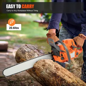 Safety Anti-Kickback Gas Chainsaw 71.8CC 3.9KW Powerful 2-Stroke Engine, 24in Alloy Bar & Quenched Manganese Steel Chain, Hand Start Gas Chain Saw for Logging, Tree Trimming & Farm Wood Cutting
