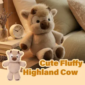 Running Series | 17.7" Cute Fluffy Soft Adorable Stuffed Running Cow Stuffed Animal Plush Highland Cow Bull Toys Cattle Doll Cute Cow Design Soft Cuddly Gift Birthday Gifts for Adults & Kids