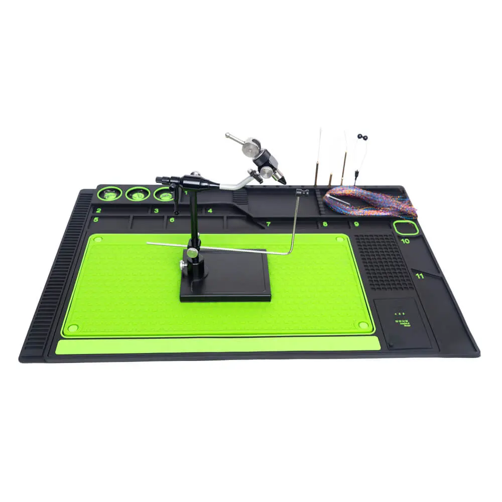 Magnetic Silicone Fly Tying Mat, Storage Tools and Hooks,Tying Material and Bead Measuring Guide Fly Fishing Tying Organizer