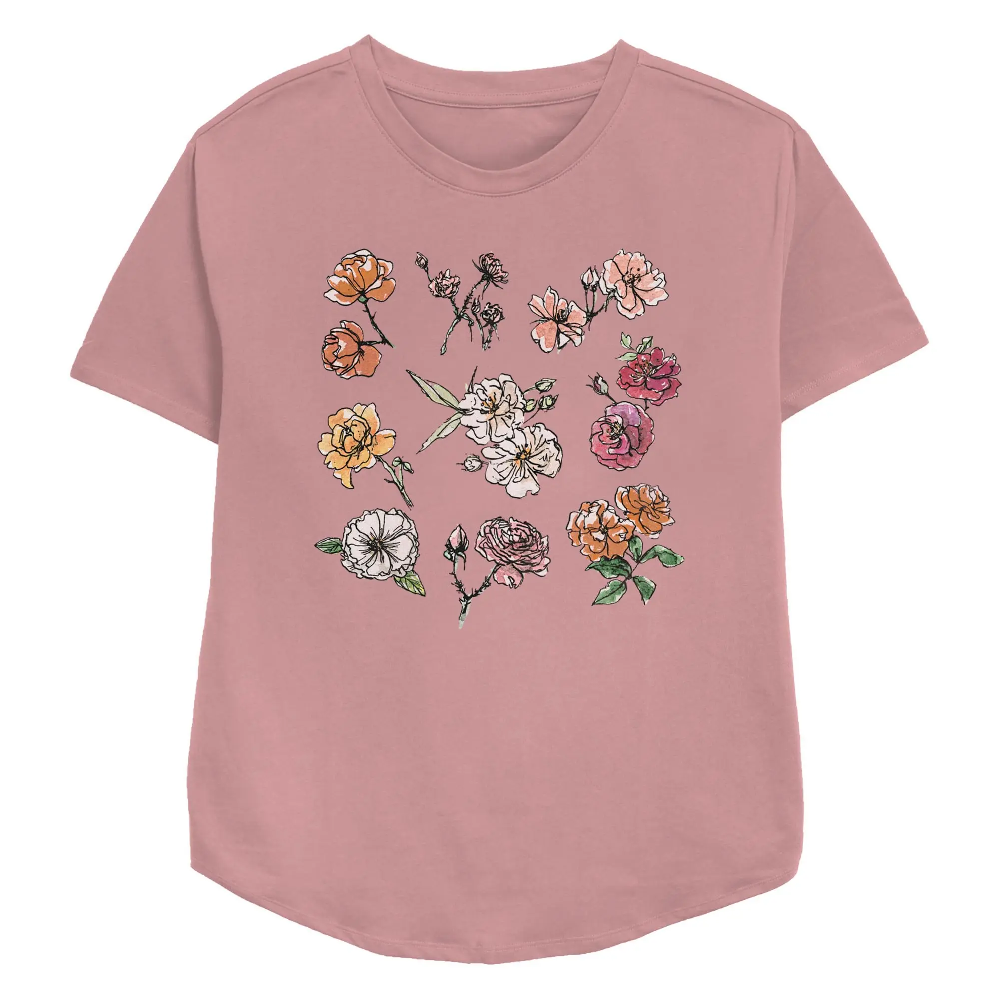 Women's Lost Gods Painted Flower Grid T-Shirt