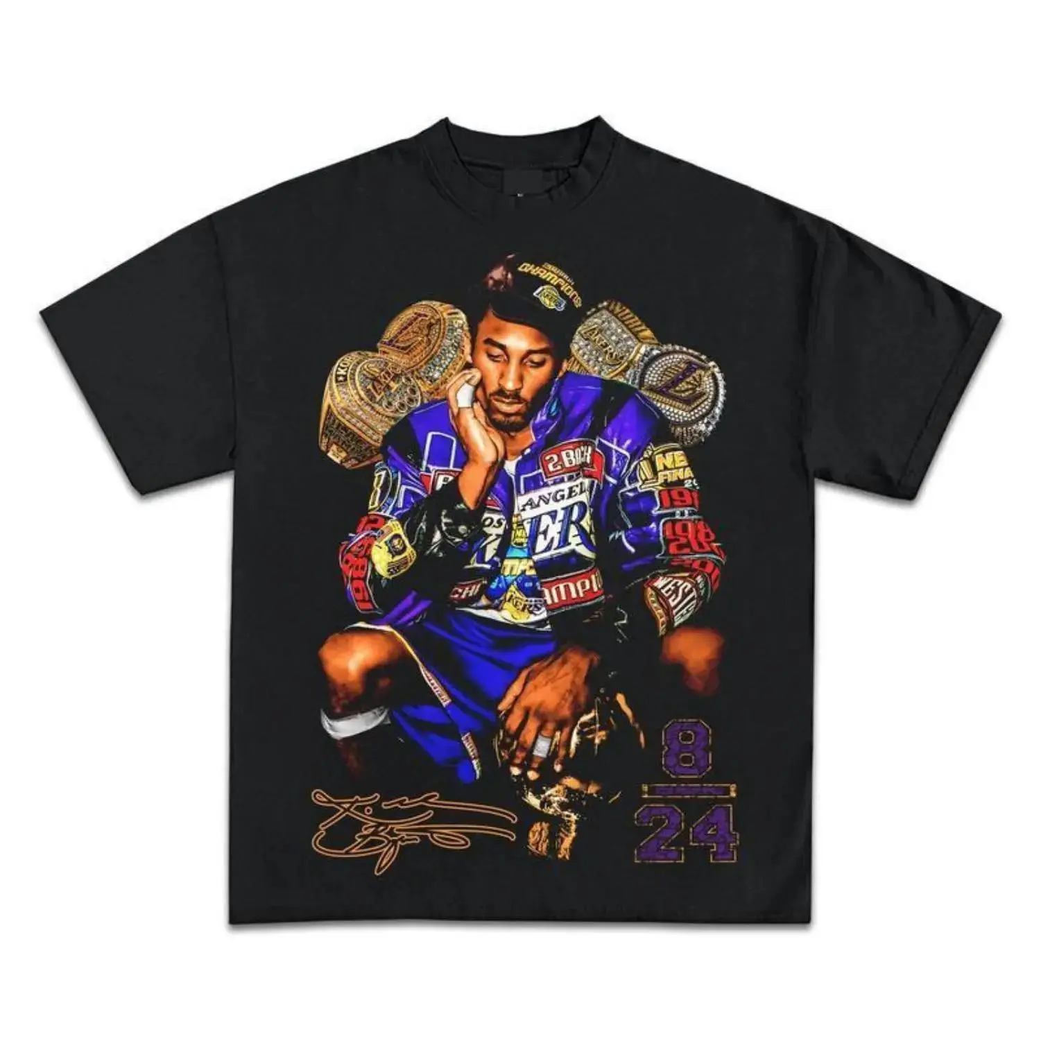 Kobe Bryant Legendary Graphic Tee - Oversized, Seamless Casual Menswear Sports Top with Premium Fabric for Streetwear Style, Round Neck