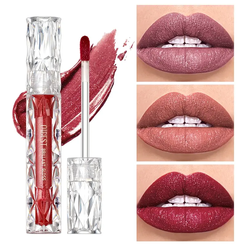Long Lasting Waterproof Lip Gloss - Diamond Shimmer Matte Liquid Lipstick, Shiny Glossy Pearl Glitter Lip Tint for Women's Full-Coverage Makeup High Shine Gloss Maximum Gloss Shine