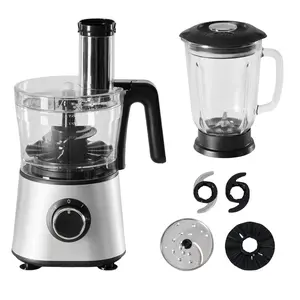300W Food Processor with Blender & Dough Tool, 1.5L Glass Jar, 2 Speeds & 8+ Attachments for Slicing, Shredding, Mixing