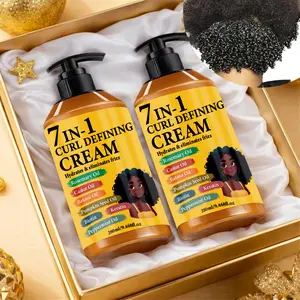 2pcs-9.468 Fl Oz, 7-in-1 Curl Defining Cream | Moisturizing, Long-lasting Hold, Frizz Control, Non-greasy, Stylish Bottle Design, Suitable for Normal, Wavy, and Curly Hair, Unisex-Adult Use