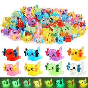 Mini Resin Axolotl Figurines Set, 20pcs Tiny Whimsical Axolotl Charms for Fairy Gardens, Aquariums, Parties & Decorations