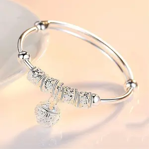 Elegant silver-plated bracelet with delicate lace design and pendant, adjustable, women's fashion jewelry, 6 cm in diameter, suitable for daily wear and gifts, ideal choice for Valentine's Day, stylish bangle, popular gift