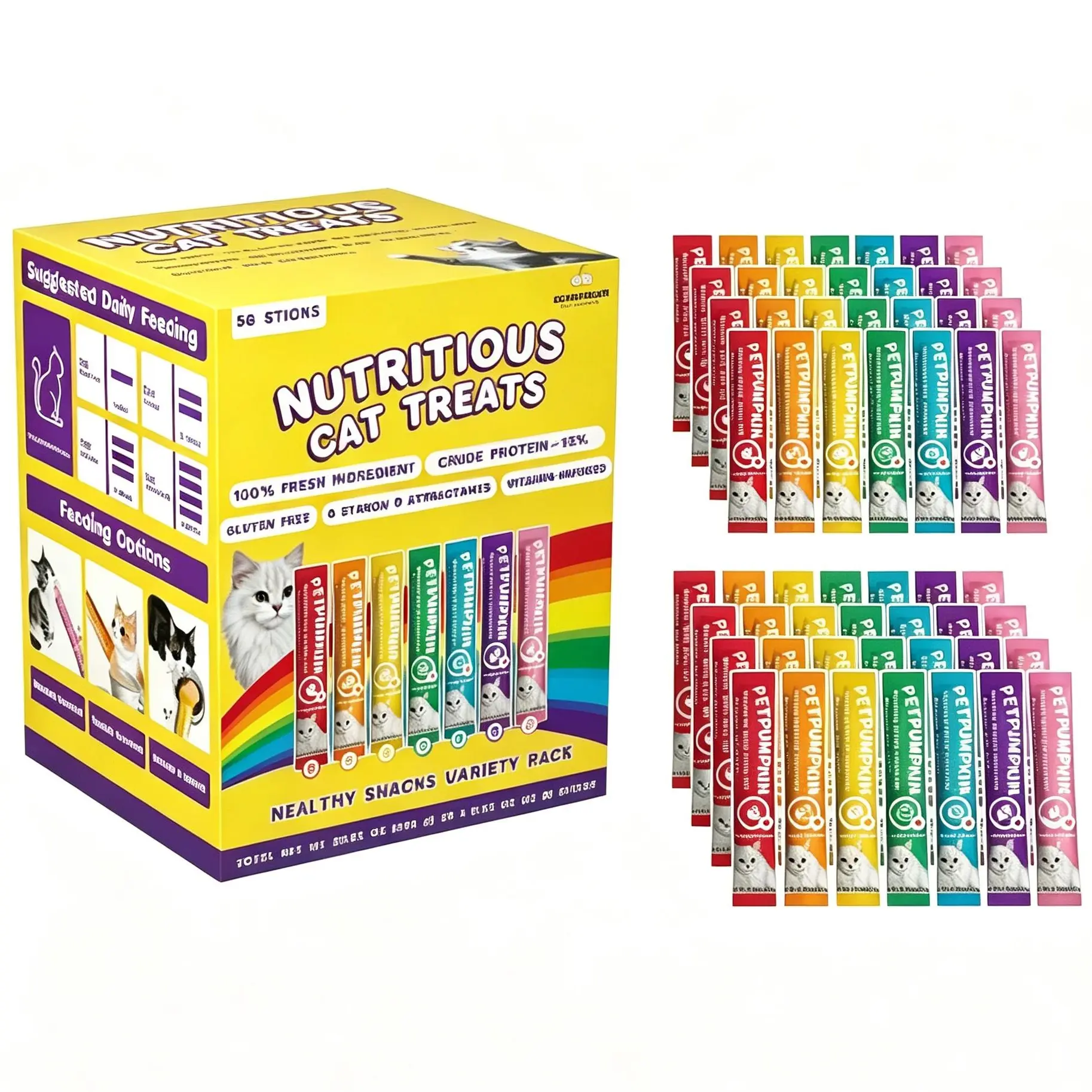 Nutritious Cat Treats, Grain-Free, Lickable, Squeezable Creamy Cat Treat/Topper, Variety Box, Periodic Pet Snacks#summerwins#dealsforyoudays