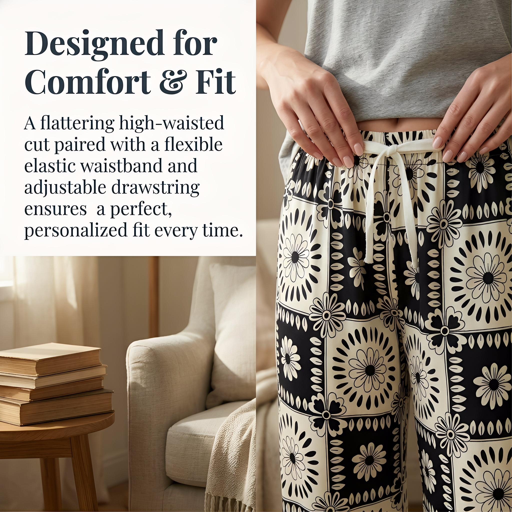 Palette Edition Comfy Loungewear Pants for Women Lightweight Summer Sports Pants Soft Loose Fit Plus Size Slow Running Casual Comfortable Bohemian Style Home Wear - Beach