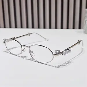 Oval Small Frame Blue Light Blocking Glasses UV Protection Sunglasses Computer Glasses for Eye Protection Fashionable Lightweight Design Comfortable Fit Ideal for Daily Use