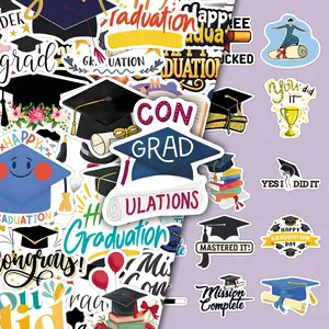 100 Sheets, Two Sets of Repeat Graduation Season Creative Design Decoration DIY Luggage Phone Case Adhesive Stickers