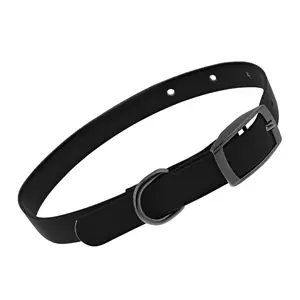 MiMu Small Silicone Dog Collar - Black 18in Stylish Dog Collar with Prong Buckle