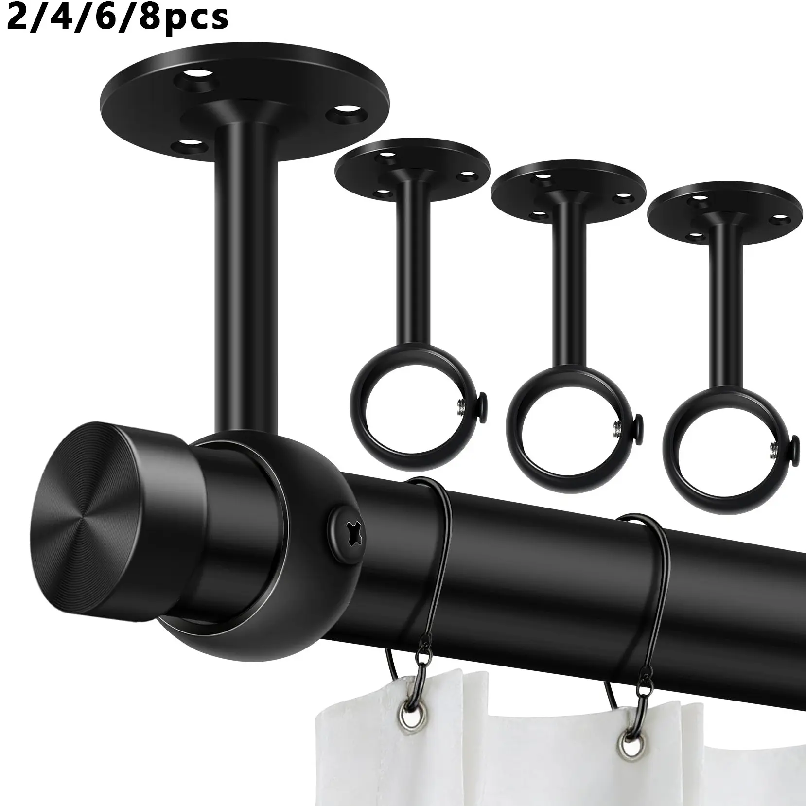 Ceiling Curtain Rod Bracket, Curtain Rod Holders, Curtain Brackets, Stainless Steel Coated, Fits 1 Inch Rod, Easy Installation, Durable, Home Decor