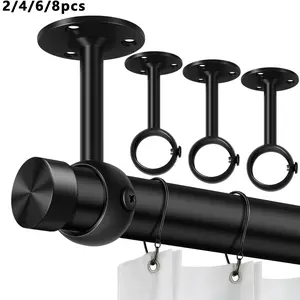 Ceiling Curtain Rod Bracket, Curtain Rod Holders, Stainless Steel Coated, Fits 1 Inch Rod, Easy Installation, Durable, Home Decor