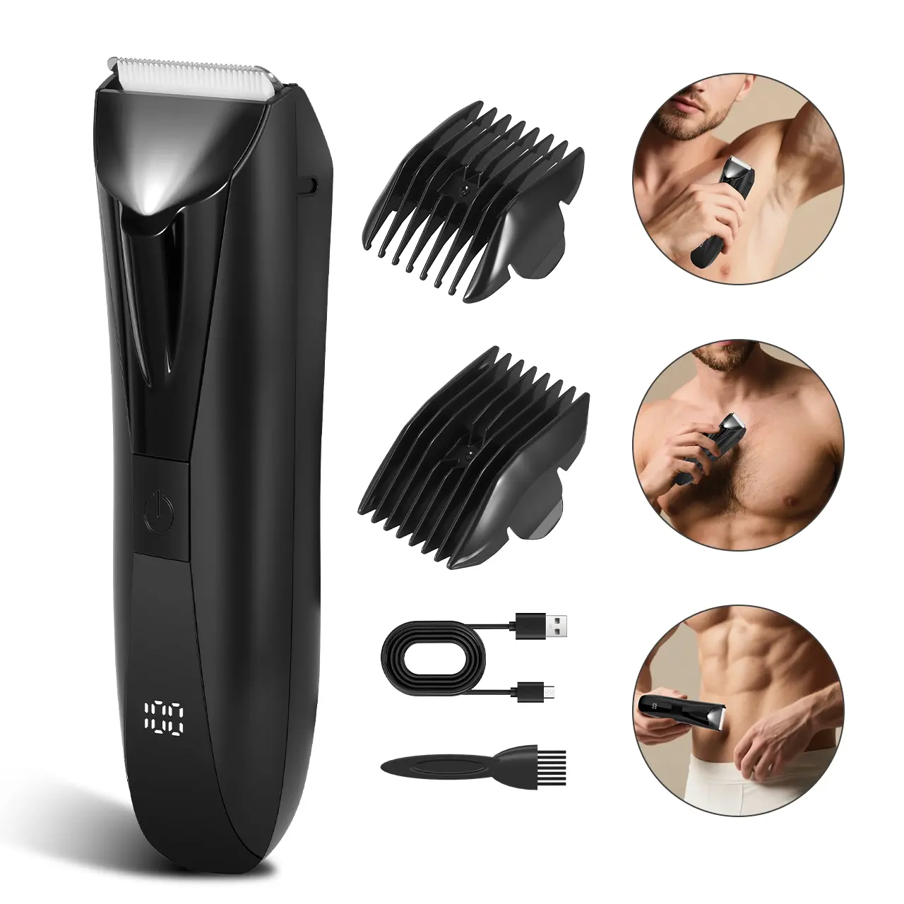 Manscape Groin & Body Hair Trimmer for Men, Electric Intimate Pubic Trimmer Shaver, Manscape Kit with Ceramic Blade Head,Waterproof Wet/Dry Shaver, Cordless Hair Trimmer, Cordless Rechargeable Trimmer, Body Hair Trimming