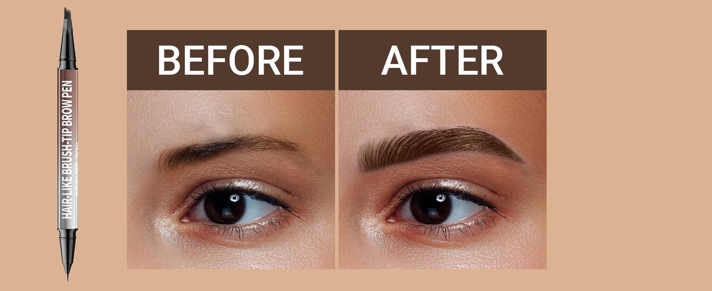 iMethod Original 4D Brush Tip Waterproof Microblading Eyebrow Pen, 2-in-1 Dual-Ended, Natural Hair-Like Strokes, Long-Lasting