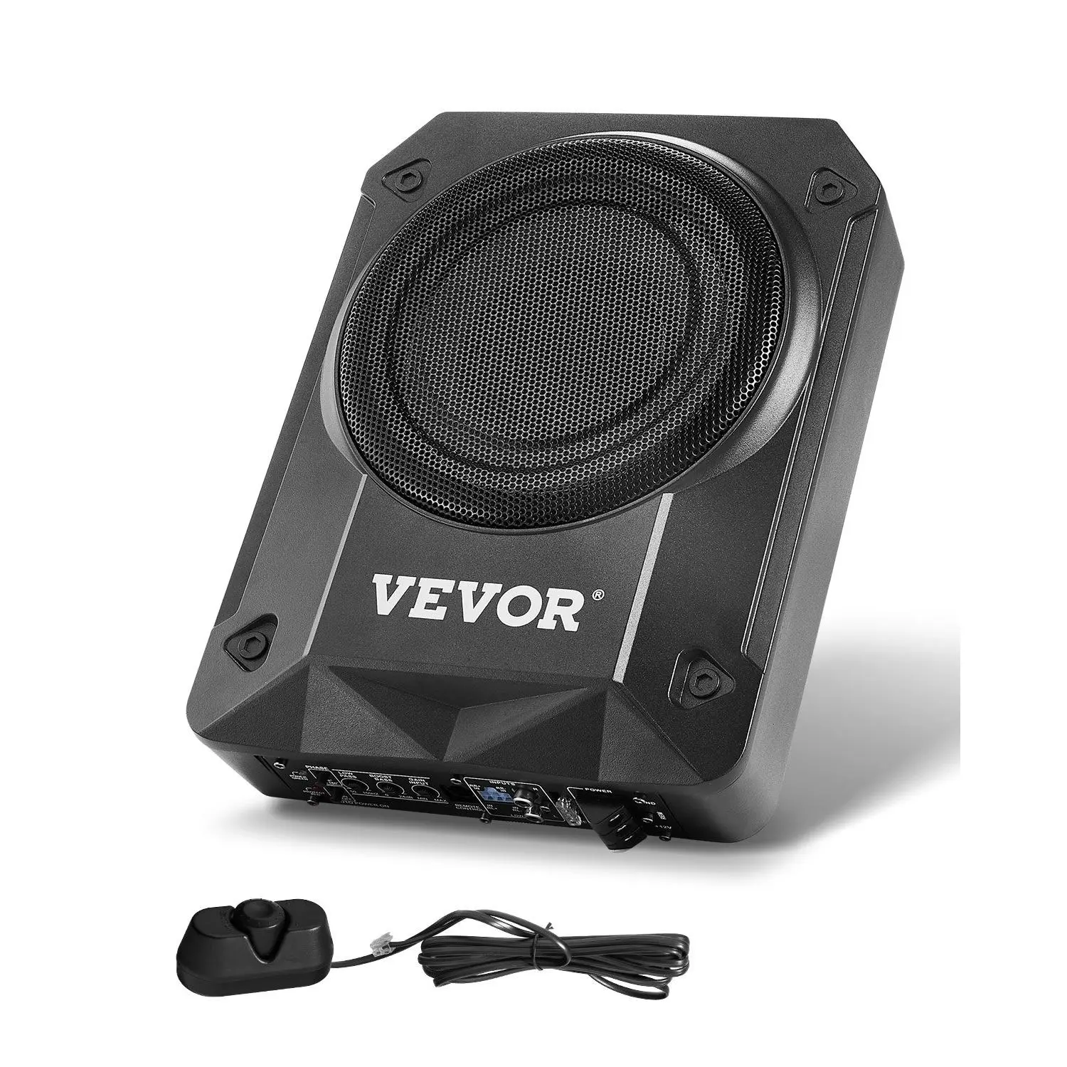 VEVOR 8 800W Underseat Car Subwoofer, Slim Powered Car Subwoofers Under the Seat, Low Profile Audio Sub Built-in Amplifier, High/Low Level Input Volume Controller for SUVs, Car, Truck, RV