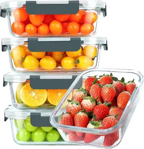 5 Pack 30 oz Glass Meal Prep Containers with Lids BPA Free Dishwasher Microwave Oven Freezer Safe Food Storage Containers for Meal Prep Lunch Box