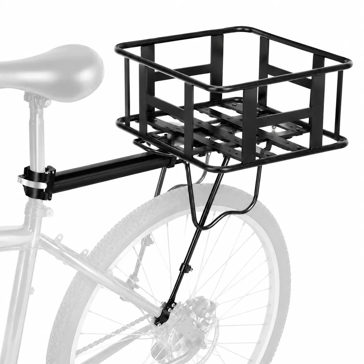 Okday Large Ebike Basket Rear, Waterproof Metal Electric Bicycle Basket, Quick Assemble Bike Accessories Rear Bike Cargo Rack for Picnic Basket, Pet Dog, Sports Bag