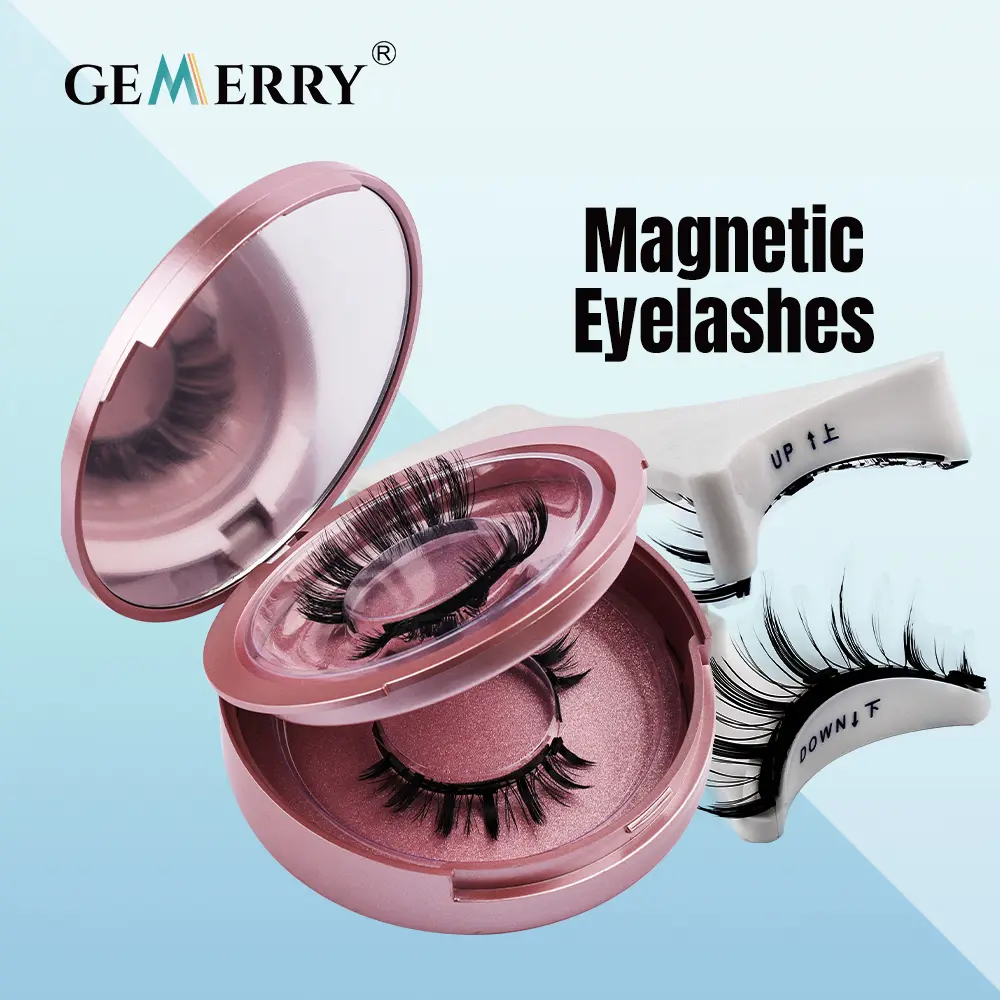 GEMERRY Magnetic Eyelashes with Applicator Natural Look Reusable Soft Strip False Lashes No Glue Makeup Kit Easy to Wear  Remove