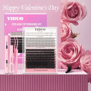 D Curl Mixed Size Individual False Eyelashes with Eyelash Bond & Seal Glue & Lash Remover & Lash Tweezers, 1 Set DIY Lash Kit Natural Look Eyelash Extensions, Gift