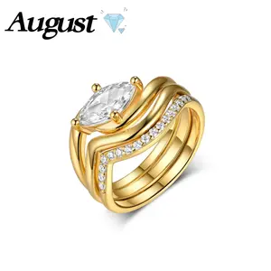 1CT Moissanite luxury engagement ring pear-shaped jewelry set three-piece promise of eternity wedding ring