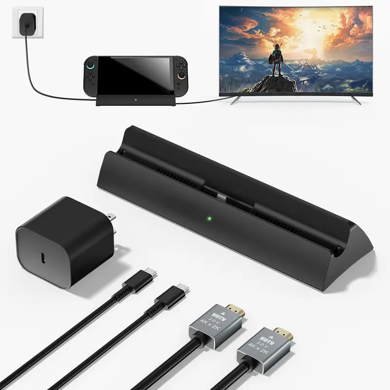 Switch 2 Dock 9-in-1 USBC Docking Station with Stand,4K@120Hz,Replacement with PD 100W, USB 3.0 Port, USB-C Port, 20V/3A Power Adapter, Cable, Gaming  Console Stand,Ideal Valentine's Day Gift for Couples,Switch Accessories