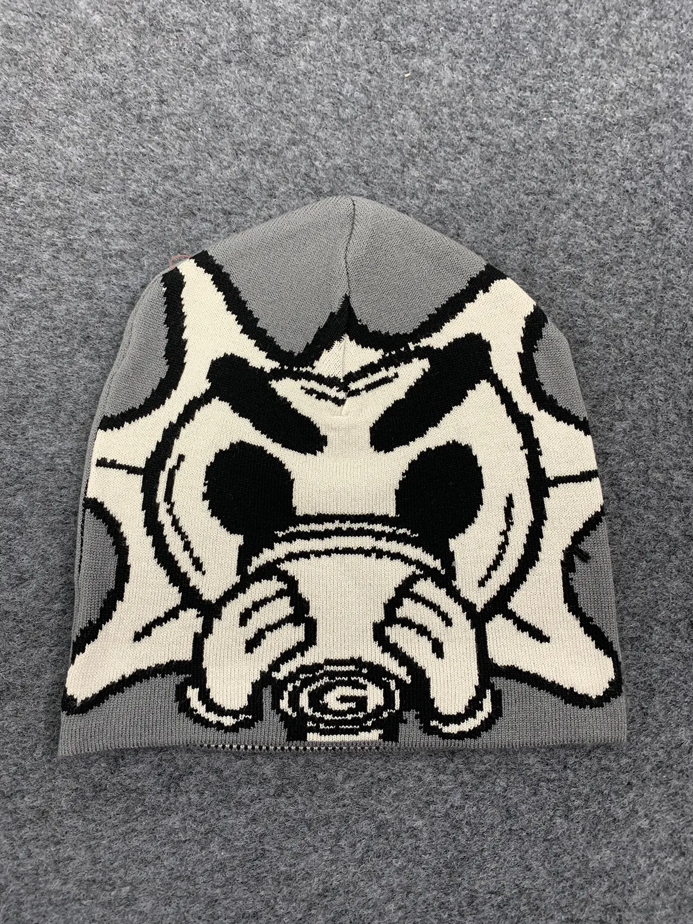 Y2K new style personality trend fashion fashionable hats jacquard knitted hat autumn and winter cold protection warm wool hat 2025, Halloween, All Seasons Wear, Fitted Construction, Unique Pattern, Beanie Fitted, Casual Trendy Hat