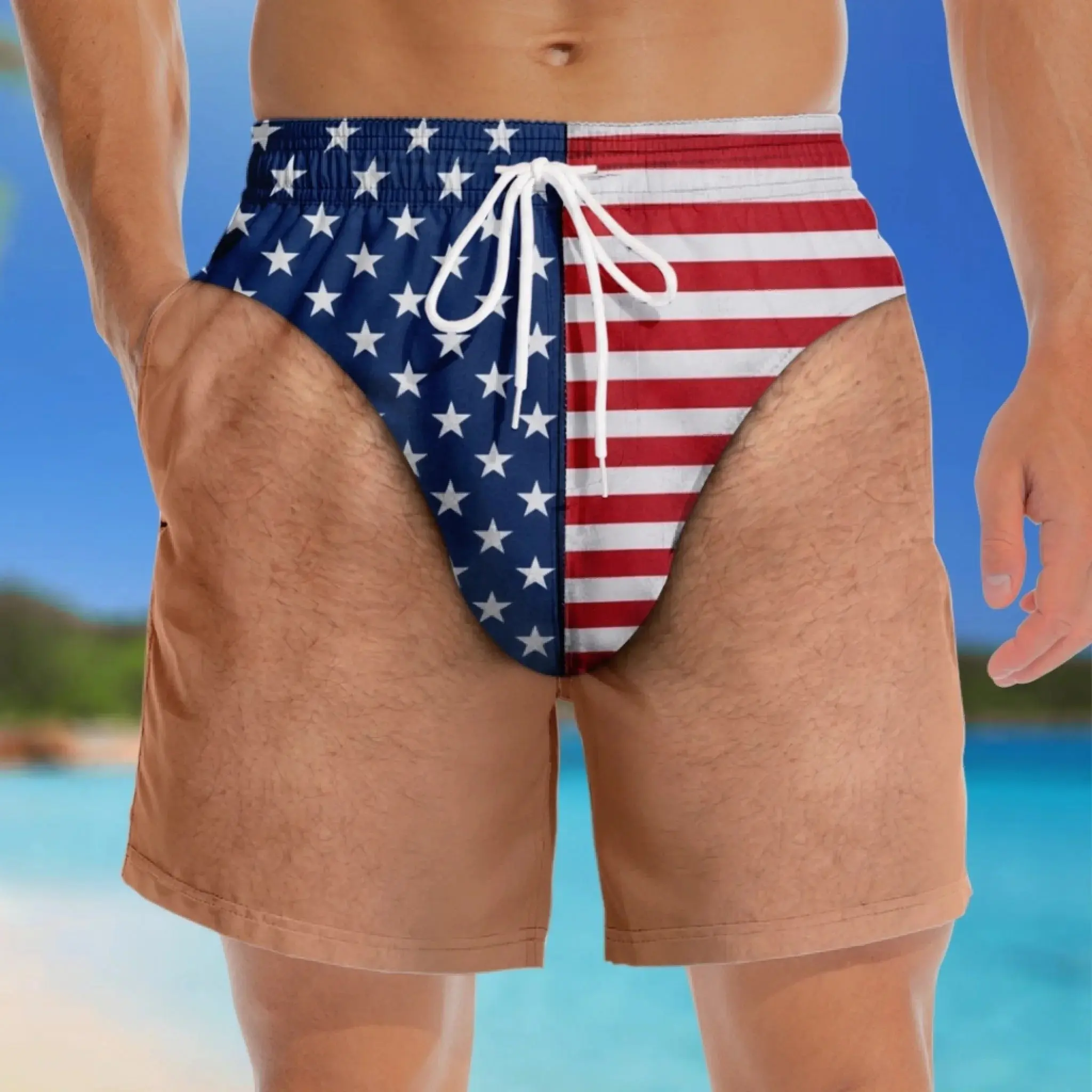 Custom Funny Men's Swim Trunks - Personalized Summer Vacation Beach Shorts, "Maximum Confidence" Gift for Him with Skin Tone Choice, Unique Men's Swimwear, Joke Beach Short Gift for Him, Tropical Print Bathing Suit, Husband's Gag Gift