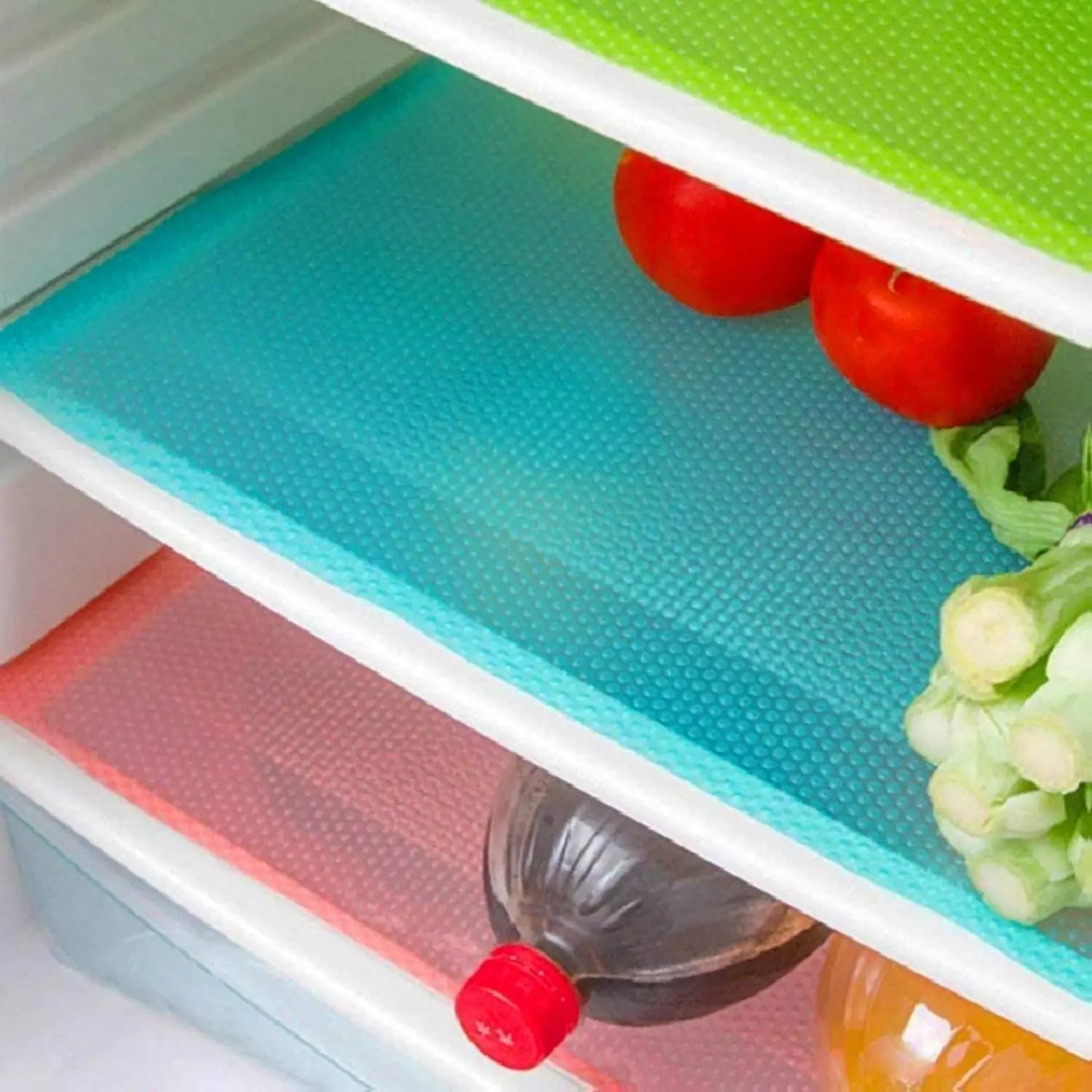 12 Pcs Flexible Refrigerator Liners, Non-Slip Design, Easy Cleaning, Safe Odor-Free EVA Material.